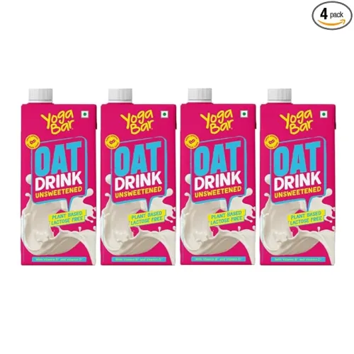 Image of Yogabar Oat Milk Unsweetened (4x1L) | Barista Approved | Fortified with Vitamin B, D & Calcium |Dairy & Lactose Free Mil