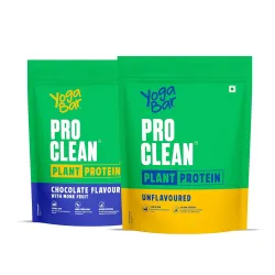Yogabar Pro Clean Plant Protein Powder | Chocolate Flavour & Unflavoured | 25g Protein per Serve | Vegan, Gluten-Free, N