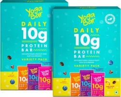Yogabar 10 g Protein Bar Variety Pack, Gluten-Free, Healthy Snacks (Pack of 12) Protein Bars (600 g, Assorted)