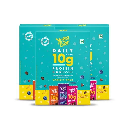 Image of Yogabar Variety Pack 10 grams Protein Bars [Pack of 18], Protein Blend & Premium Whey