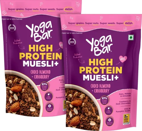 Image of Yogabar Protein Muesli 1.7kg Choco Almond&Cranberry with Probiotics and Omega 3 |850g x 2 Pouch (2 x 850 g)