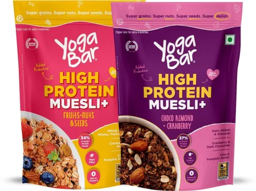 Image of Yogabar Protien Muesli Combo | Choco Almond & Cranberry | Fruit & Nut | 1.7kg |23g protein Pouch (2 x 0.85 kg)