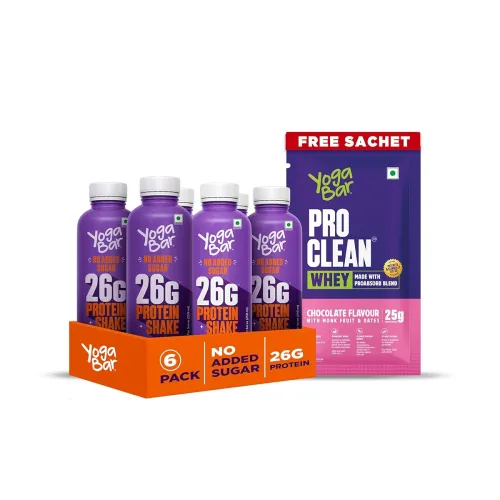 Image of Yogabar Protein Shake, with 26g Protein, No Added Sugar, Pack of 6 (250ml, Cold Coffe) 