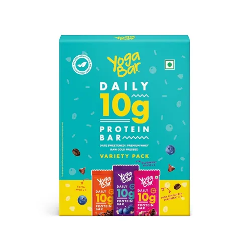 Image of Yogabar Variety Pack 10 grams Protein Bars (6 Bars), Pro-Blend & Premium Whey,100% Veg, Rich Protein Bar with Date, Vita