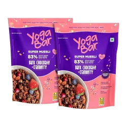 Yogabar Wholegrain Breakfast Muesli 900G (450G x 2),Dark Chocolate Cranberry,25% Dry Fruits,Nuts And Seeds|Healthy|Glute