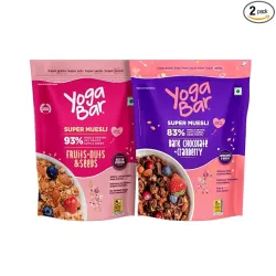Yogabar Wholegrain Breakfast Muesli Combo | Fruits, Nuts and Seeds 700gm | Dark Chocolate Cranberry 700gm | Nuts + Seeds, Dried Fruits, Whole Grains
