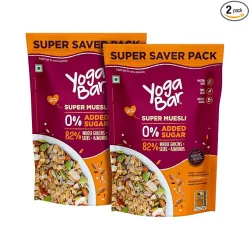 Yogabar Muesli Wholegrain Breakfast Cereals | Healthy Breakfast Cereals | Granola | Gluten Free | Antioxidant Rich | Healthy Food For Breakfast | Protein Rich, Nut (700Gm - Pack Of 2)