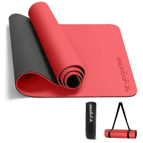 Image of Yogarise 6mm Dual-Shade Yoga Mat, Comes with Carry Bag & Strap for Men & Women, TPE Material, Non-Slip Texture Extra Wid