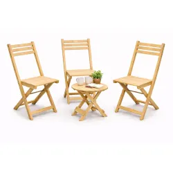 Yo Green Wooden Round Table and Chair Set 1 Table & 3 Chairs