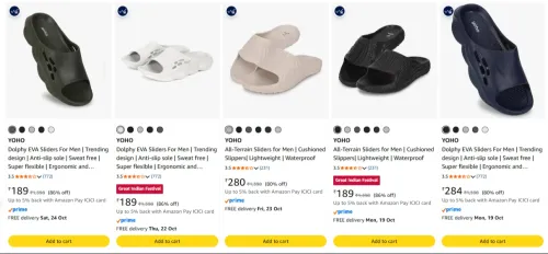 Image of YOHO Men's Sliders at minimum 80% Discount