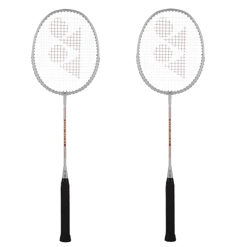 Image of YONEX GR 303i Aluminium Strung Badminton Racket with Full Racket Cover (Silver) | for Beginners | 83 Grams | High Durabi