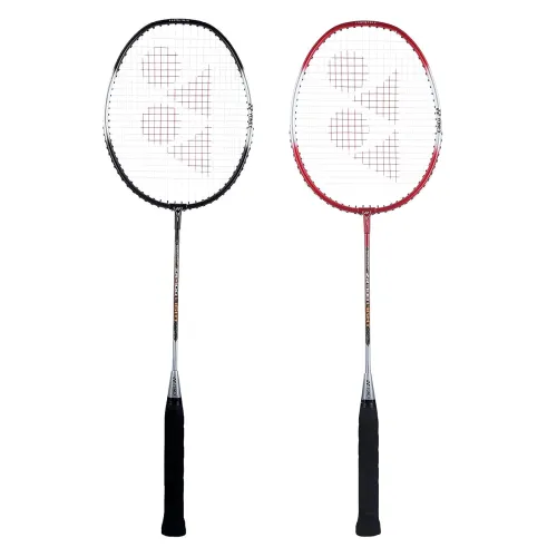 Image of YONEX ZR 100 Light Aluminium Badminton Racquet with Full Cover (Black/Red) - Set of 2