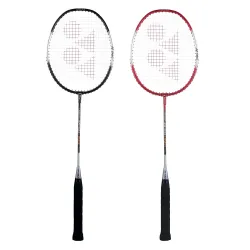 YONEX ZR 100 Light Aluminium Badminton Racquet with Full Cover (Black/Red) - Set of 2