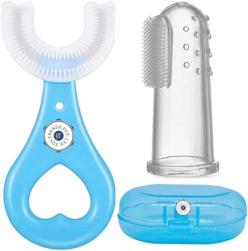 Image of YOS TRENDZ Combo Pack of Baby U Shape Brush & Finger Brush For Kids Soft Toothbrush  (Pack of 2)