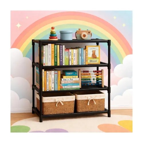 Image of YouCopia 4 Tier Book Self Portable Book Shelf, Kids Books Racks for Home Plastic, Bookshelf for Home, Book Shelves, Stan