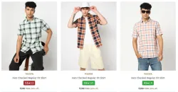 YOUSTA Men Checked Regular Fit Shirt Starting At ₹200