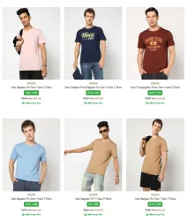 YOUSTA Men Regular Fit Crew-Neck T-Shirt Starting At Rs.100