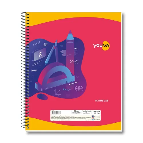 Image of YOUVA Navneet Maths Laboratory Book | Spiral Bound | 21.5 x 26.5 cm | 96 Pages | 1 Ruled & 1 Plain | Pack of 4 | College