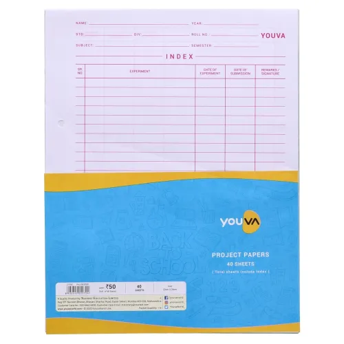 Image of YOUVA Navneet Project Paper, 40 sheets * pack of 4
