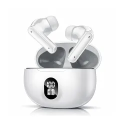 YOYO PODS TWS Earbuds with Battery Display, BT 5.3+ENC Wireless Headphone, Upto 36Hrs Playtime, Quick Pairing, Immersive Sound, Touch Control, Fast Charging, IPX4 & Voice (White)