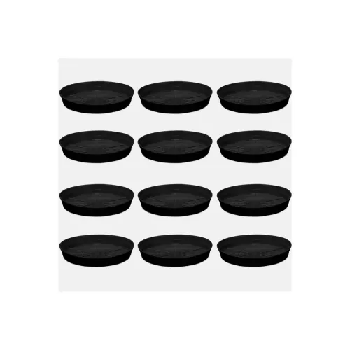 Image of YUCCABE ITALIA SHERA 9.5 INCH Round Planter Plate Pack of 12 Saucer for Indoor Outdoor Plants Durable Plastic Tray Set P