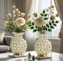 YUNUS Crystal Clear Flower Vase, 6 Inch