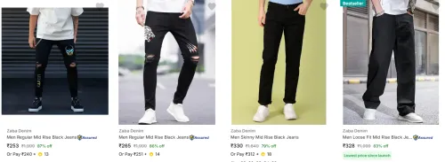 Image of Zaba Denim Men's Jeans upto 87% Discount | Starting at ₹253