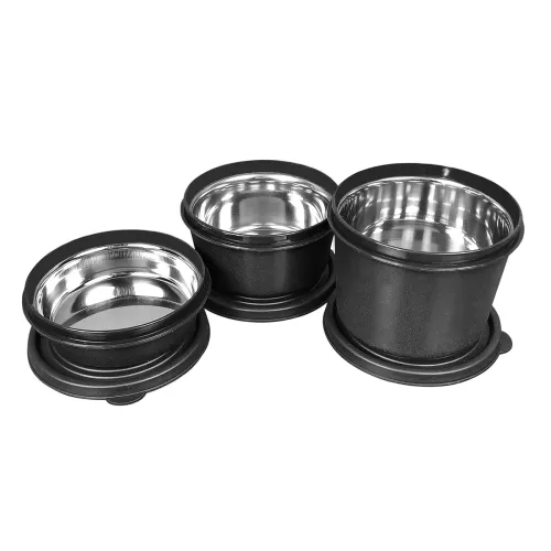 Image of Zaib Microwave Steel Lunch Box with 3 Containers (Black)