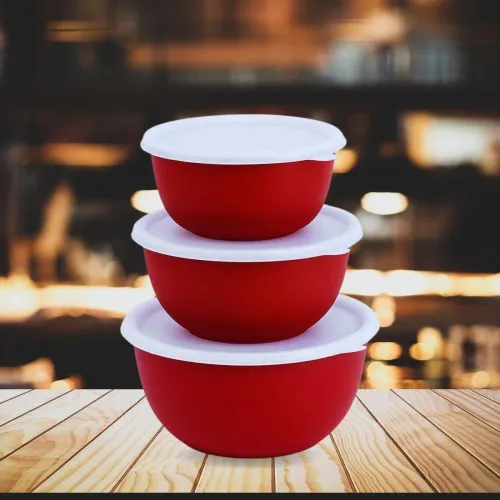 Image of Zaib Stainless Steel Serving Bowl steel microwave bowl set with lid - food storage container set of 3 (SALE) (Pack of 3,