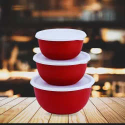 Zaib Stainless Steel Serving Bowl steel microwave bowl set with lid - food storage container set of 3 (SALE) (Pack of 3,