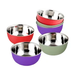 Zaib Stainless Steel Microwave Safe Bowls Set of 6 | Multipurpose Mixing, Salad, Fruit, Snack & Dessert Bowls | 350 ml Each | 12 cm | No Lid (12 CM- 6 Pcs Multicolor)