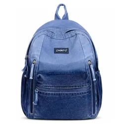ZAINTO® Denim Backpack for Women | Vintage Light Blue Daypack | Eco-Friendly Premium Denim, Lightweight & Durable | Styl