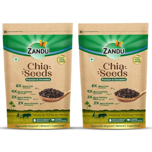 Image of Zandu Chia Seeds- 200GM (Pack of 2) I Premium & Raw Seeds I Rich in Omega-3 Fatty Acids I Helps in Weight Management I R