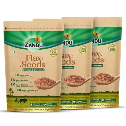 Zandu Flax Seeds- 200GM (Pack of 3) I Premium & Raw Seeds I Rich in Protein & Dietary Fibre I Promotes Healthier Skin & 