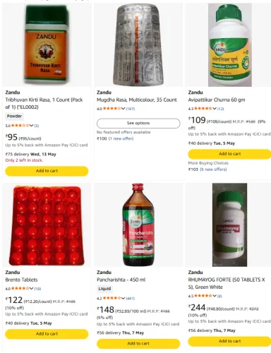 Image of Zandu Products at Starting @ ₹95