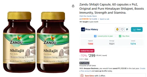 Image of Zandu Shilajit Capsule, 60 capsules x Po2
