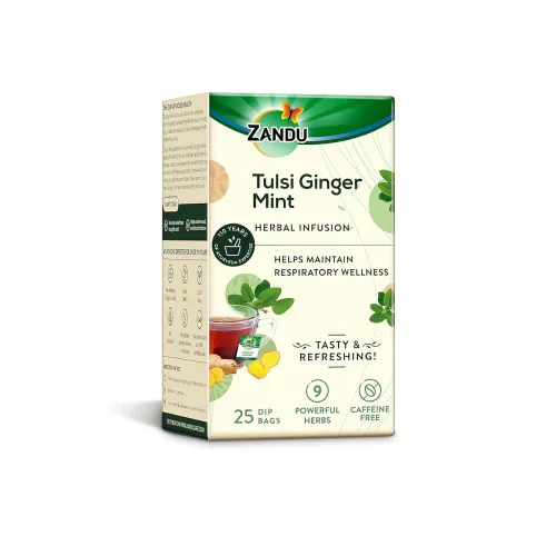 Image of Zandu Tulsi Ginger Mint Herbal (25 Tea bags)