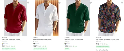 Image of Zartha Men's Kurtas upto 87% Discount