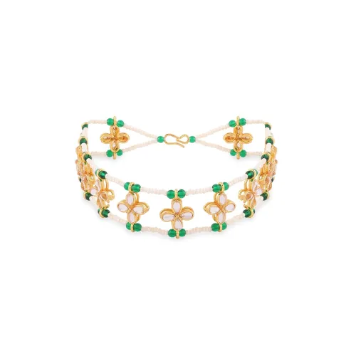 Image of Zaveri Pearls Green Kundan & Pearls Bridal Head Chain 