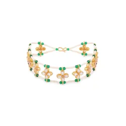 Zaveri Pearls Green Kundan & Pearls Bridal Head Chain