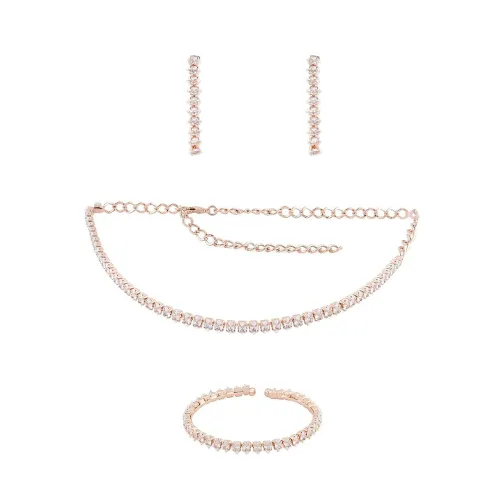 Image of ZAVERI PEARLS Cubic Zirconia Necklace, Earring & Bracelet Set