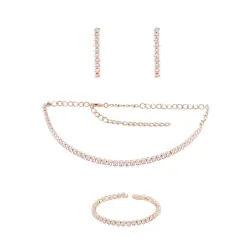 ZAVERI PEARLS Cubic Zirconia Necklace, Earring & Bracelet Set