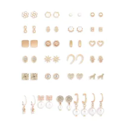 Zaveri Pearls set of 25 gold-tone contemporary studs & drop earrings for women