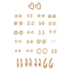 Zaveri Pearls Set of 25 Gold Tone Classy Contemporary Studs & Hoop Earrings For Women-ZPFK14642