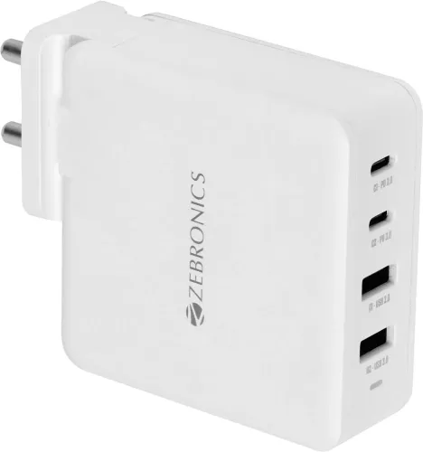 Image of ZEBRONICS 100 W GaN 5 A Wall Charger for Mobile  (White)