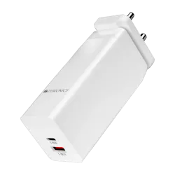 ZEBRONICS 100 W GaN 2.4 A Dual Port Mobile Charger with Detachable Cable (White)