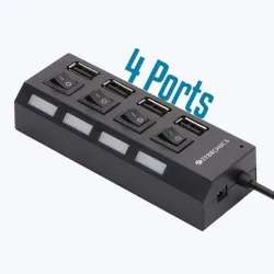 ZEBRONICS 150HB, 4 USB Ports and LED Indicator with Individual Switch ZEB-150HB USB Cable (Black)