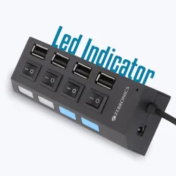 ZEBRONICS 150HB 4-Port USB Hub with Individual Switches