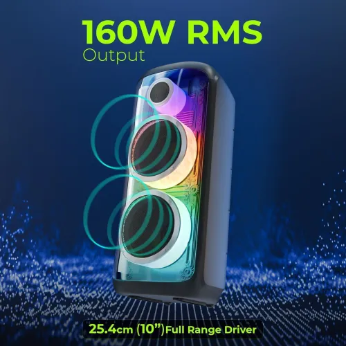 Image of ZEBRONICS Party Fyre 510 TrolleySpeaker 3.5 hr Playback,DualMic,Karaoke,USB,AUX,RGB 160 W Bluetooth Party Speaker (Black