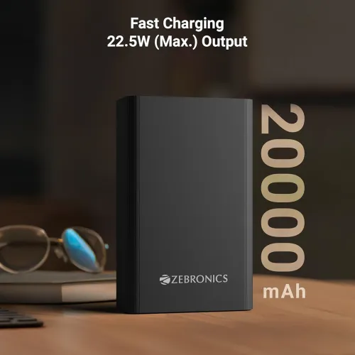 Image of ZEBRONICS 20000 mAh Compact Power Bank, 22.5W Super Fast Charging, PD3.0 (PPS)
